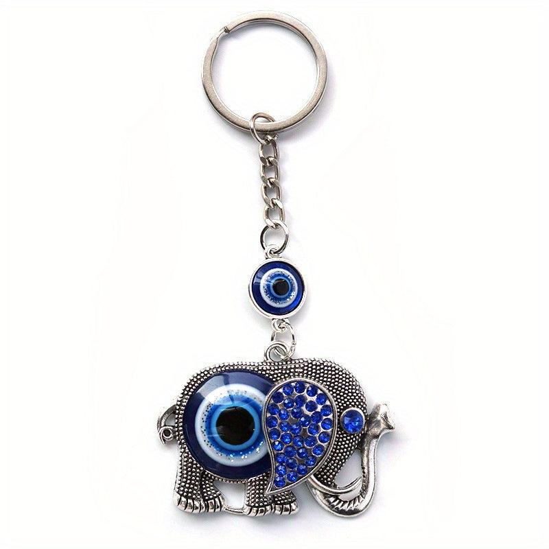 Devil's Eye Elephant Keychain Key Ring Vintage Punk Animal Key Ring