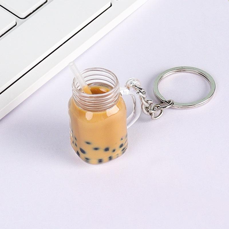 Milk Tea Cup Keychain Mini Novelty Food Pendant Funny Bag & Backpack Ornament