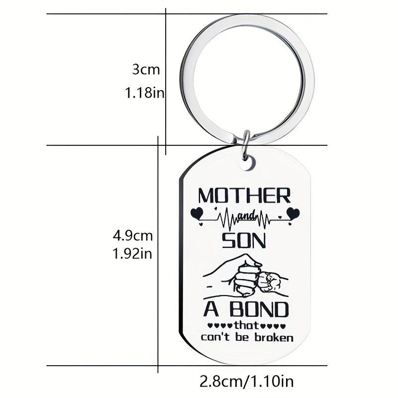 Mother Son Bond Vintage Stainless Steel Keychain Necklace Set