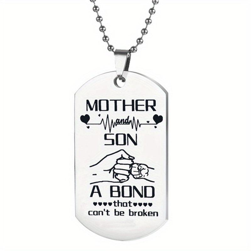 Mother Son Bond Vintage Stainless Steel Keychain Necklace Set