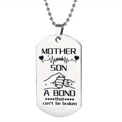 Mother Son Bond Vintage Stainless Steel Keychain Necklace Set