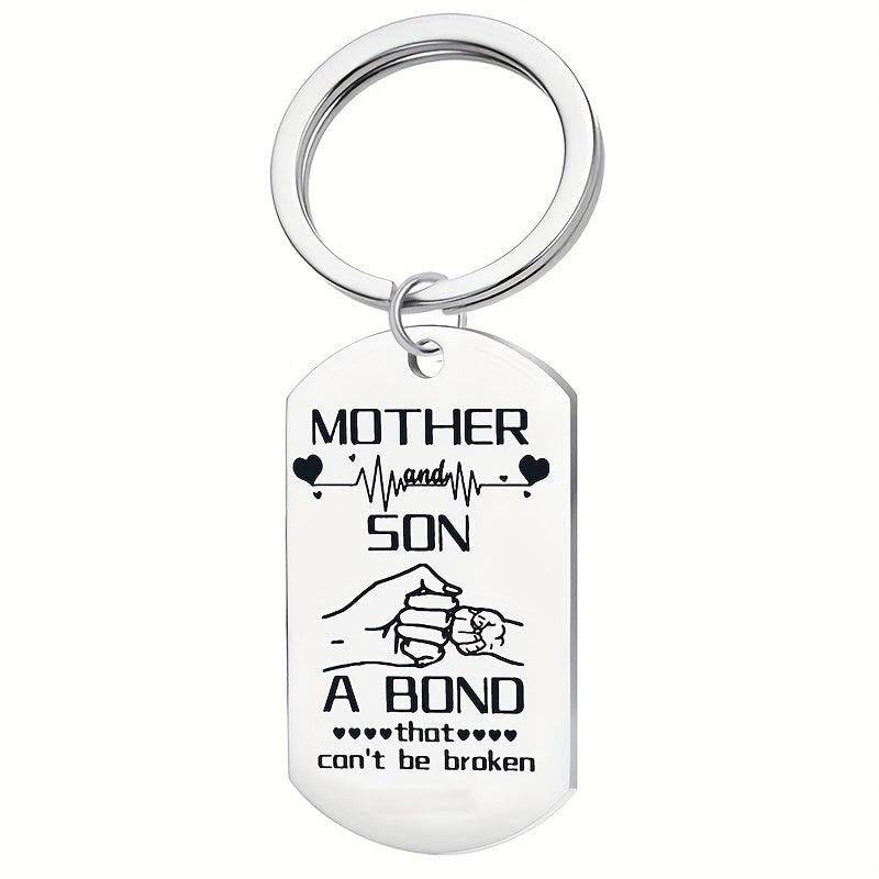Mother Son Bond Vintage Stainless Steel Keychain Necklace Set