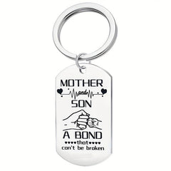 Mother Son Bond Vintage Stainless Steel Keychain Necklace Set