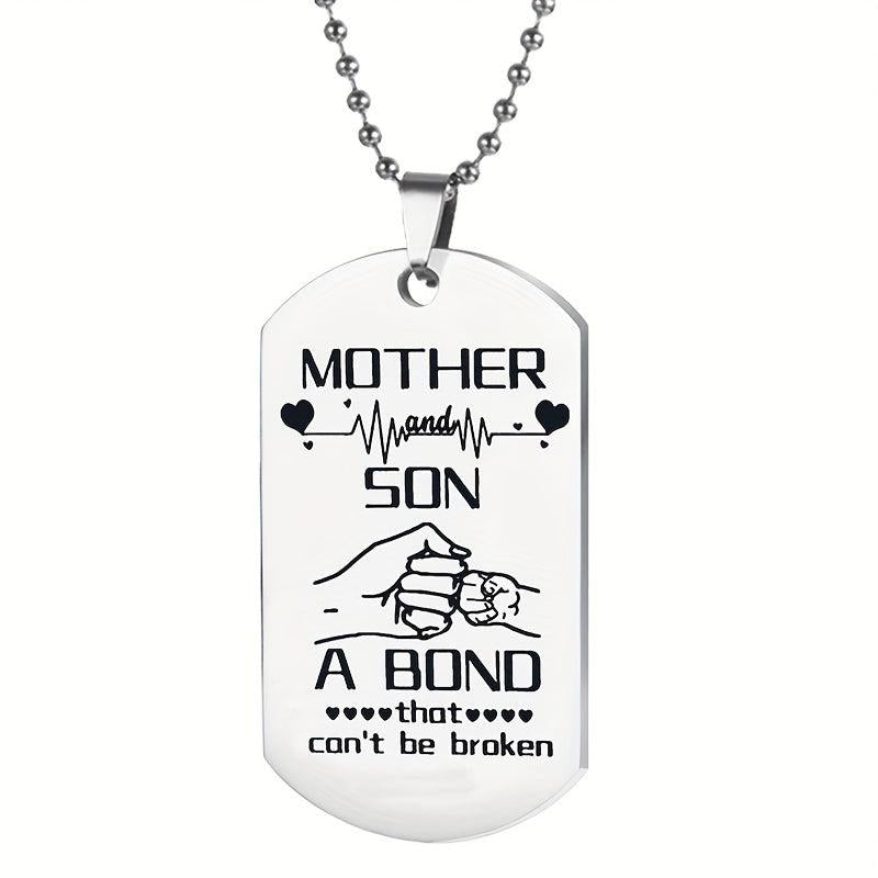 Mother Son Bond Vintage Stainless Steel Keychain Necklace Set