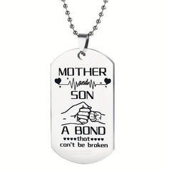 Mother Son Bond Vintage Stainless Steel Keychain Necklace Set