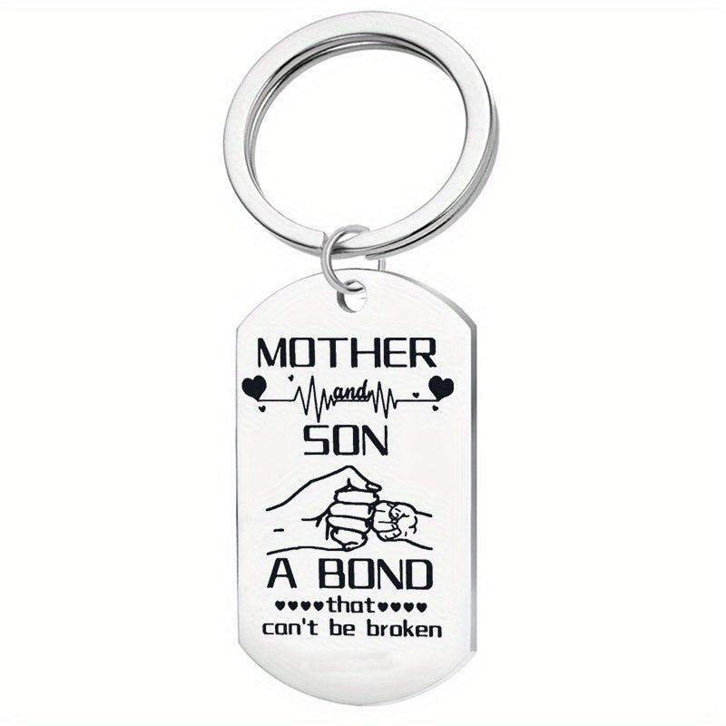 Mother Son Bond Vintage Stainless Steel Keychain Necklace Set