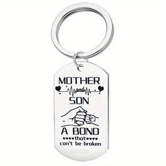 Mother Son Bond Vintage Stainless Steel Keychain Necklace Set