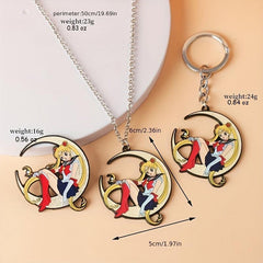 Anime Character Charm Keychain Necklace Brooch Alloy Accessories
