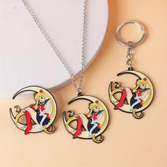 Anime Character Charm Keychain Necklace Brooch Alloy Accessories
