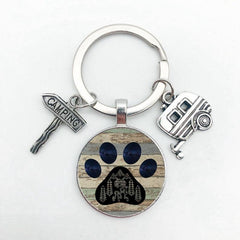 Time Gem Keychain Good Friends Happy Camping Pendant Metal Pendant