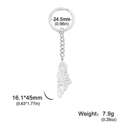 Hebrew Map Keychain Stainless Steel Pendant