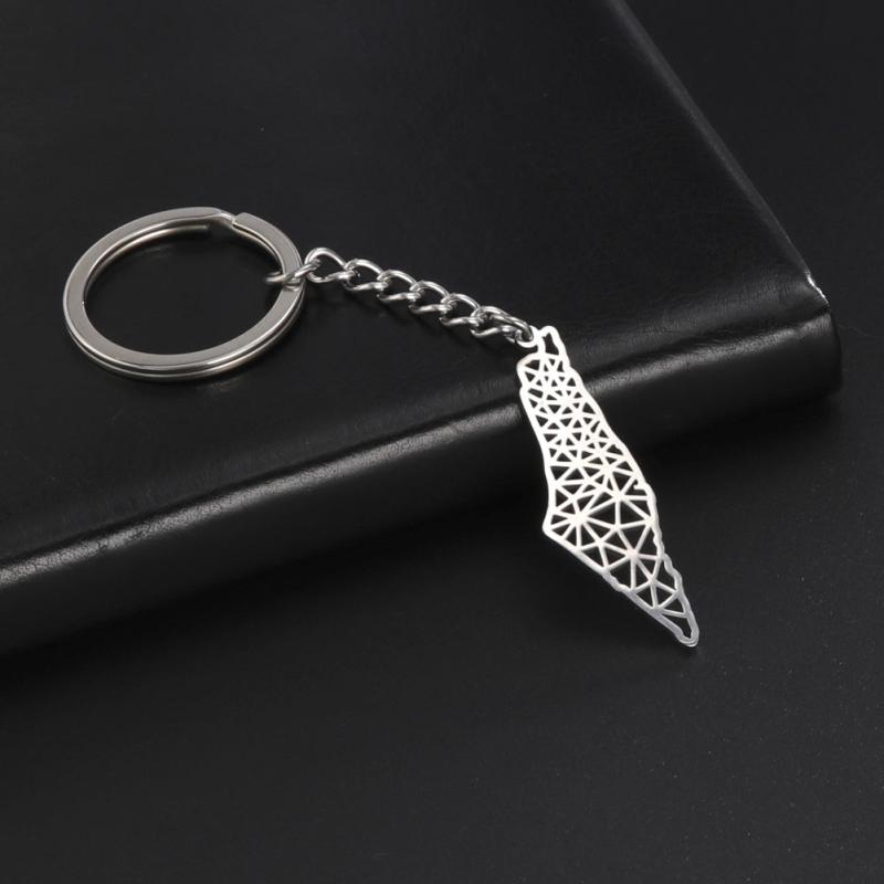 Hebrew Map Keychain Stainless Steel Pendant