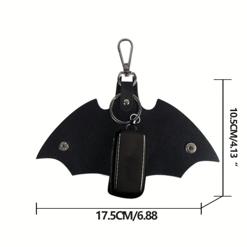Bat PU Leather Keychain Holder Car Key Fob Cover Case Pop Key Ring Purse