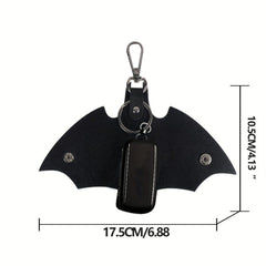 Bat PU Leather Keychain Holder Car Key Fob Cover Case Pop Key Ring Purse
