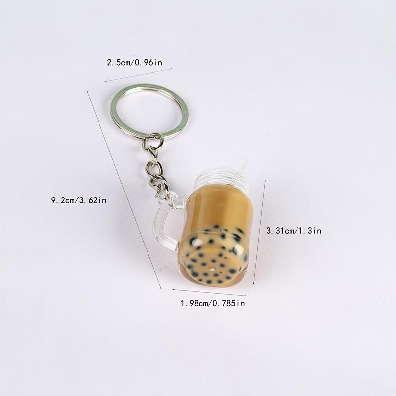 Bubble Tea Bottle Keychain Adorable Key Ring Gift For Bestie
