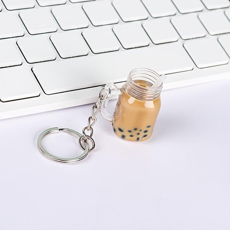 Bubble Tea Bottle Keychain Adorable Key Ring Gift For Bestie
