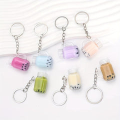 Bubble Tea Bottle Keychain Adorable Key Ring Gift For Bestie
