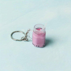 Bubble Tea Bottle Keychain Adorable Key Ring Gift For Bestie
