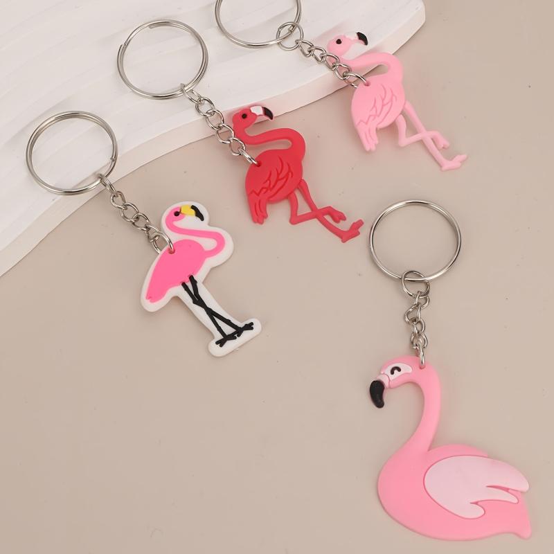 4pcs Flamingo Key Chain Pink Bag Accessories Gift
