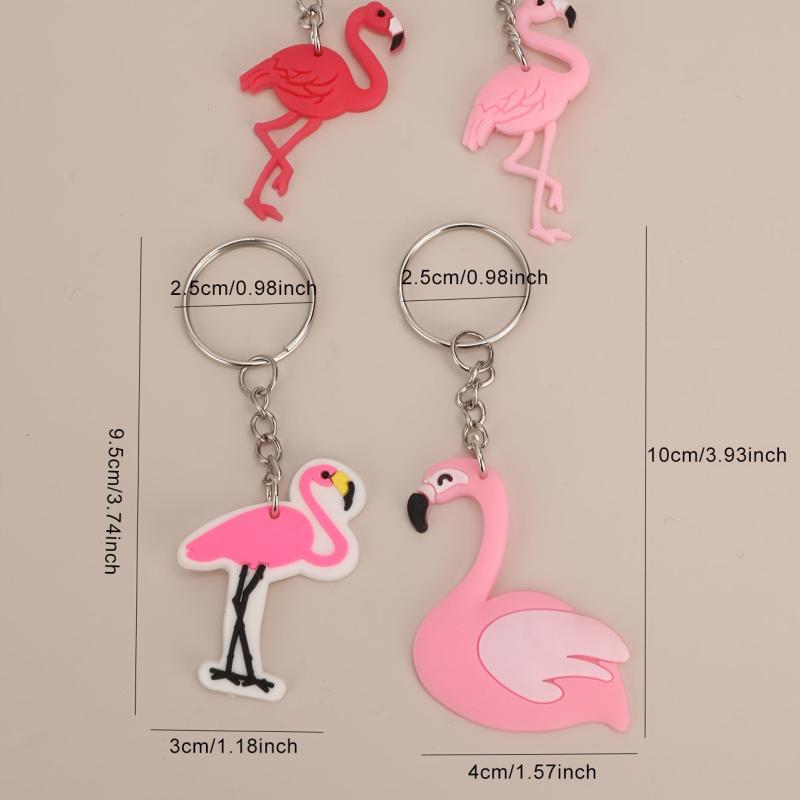 4pcs Flamingo Key Chain Pink Bag Accessories Gift