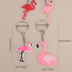4pcs Flamingo Key Chain Pink Bag Accessories Gift