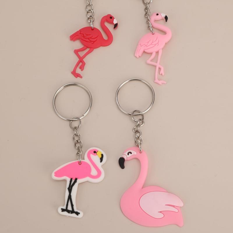 4pcs Flamingo Key Chain Pink Bag Accessories Gift