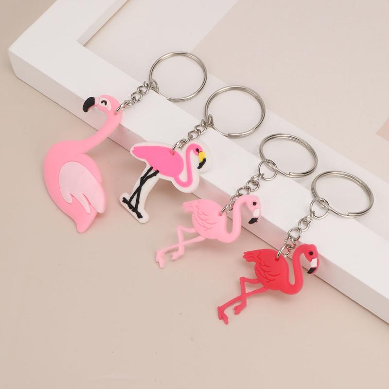 4pcs Flamingo Key Chain Pink Bag Accessories Gift