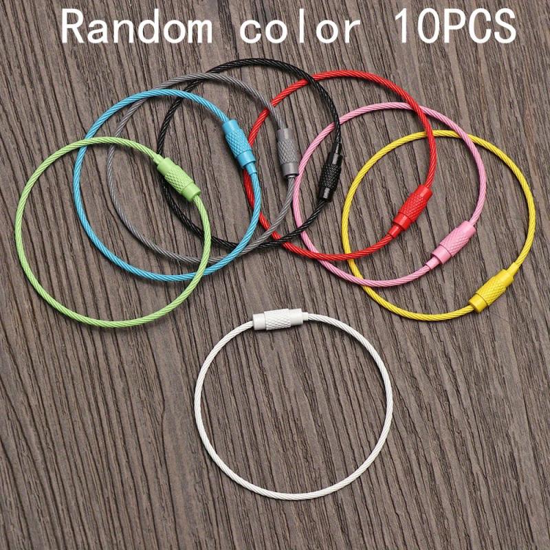 Colorful Wire Keychains Stainless Steel Key Ring 5/10/12/15PCS