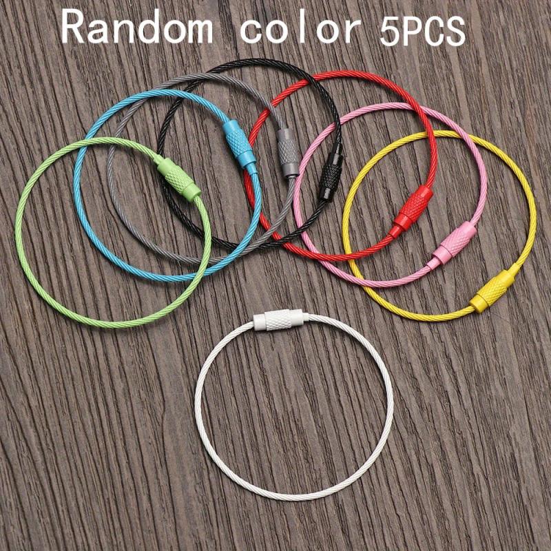 Colorful Wire Keychains Stainless Steel Key Ring 5/10/12/15PCS
