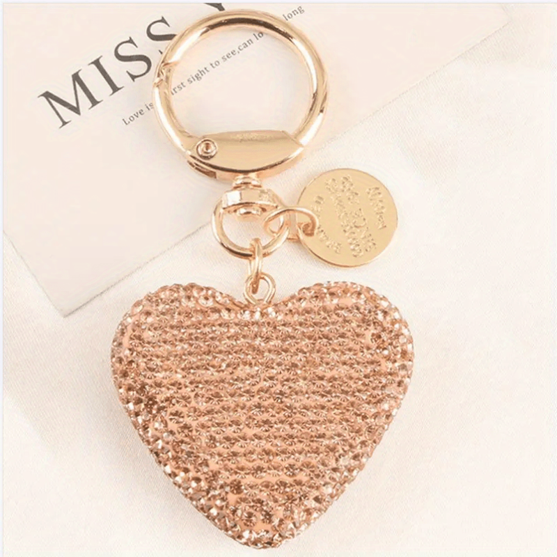 Heart Keychain Rhinestone Love Theme Purse Handbag Car Charm Phone Pendant