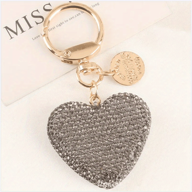Heart Keychain Rhinestone Love Theme Purse Handbag Car Charm Phone Pendant