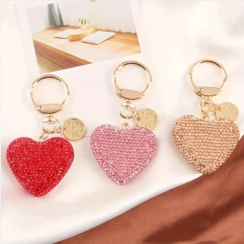 Heart Keychain Rhinestone Love Theme Purse Handbag Car Charm Phone Pendant