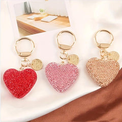 Heart Keychain Rhinestone Love Theme Purse Handbag Car Charm Phone Pendant