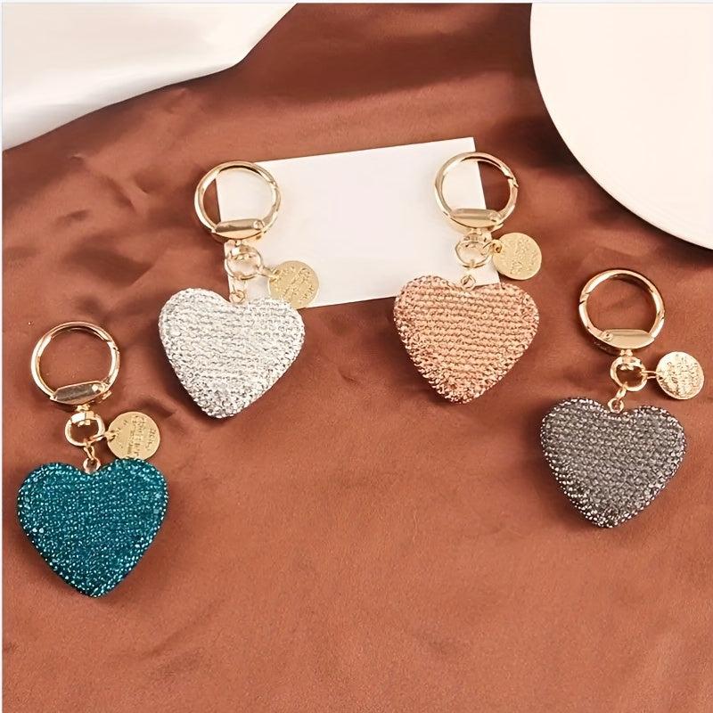 Heart Keychain Rhinestone Love Theme Purse Handbag Car Charm Phone Pendant