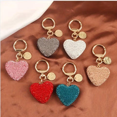 Heart Keychain Rhinestone Love Theme Purse Handbag Car Charm Phone Pendant