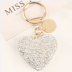 Heart Keychain Rhinestone Love Theme Purse Handbag Car Charm Phone Pendant