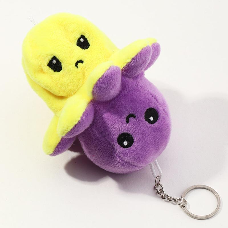 Octopus Keychain Reversible Bicolor Plush Doll Pendant