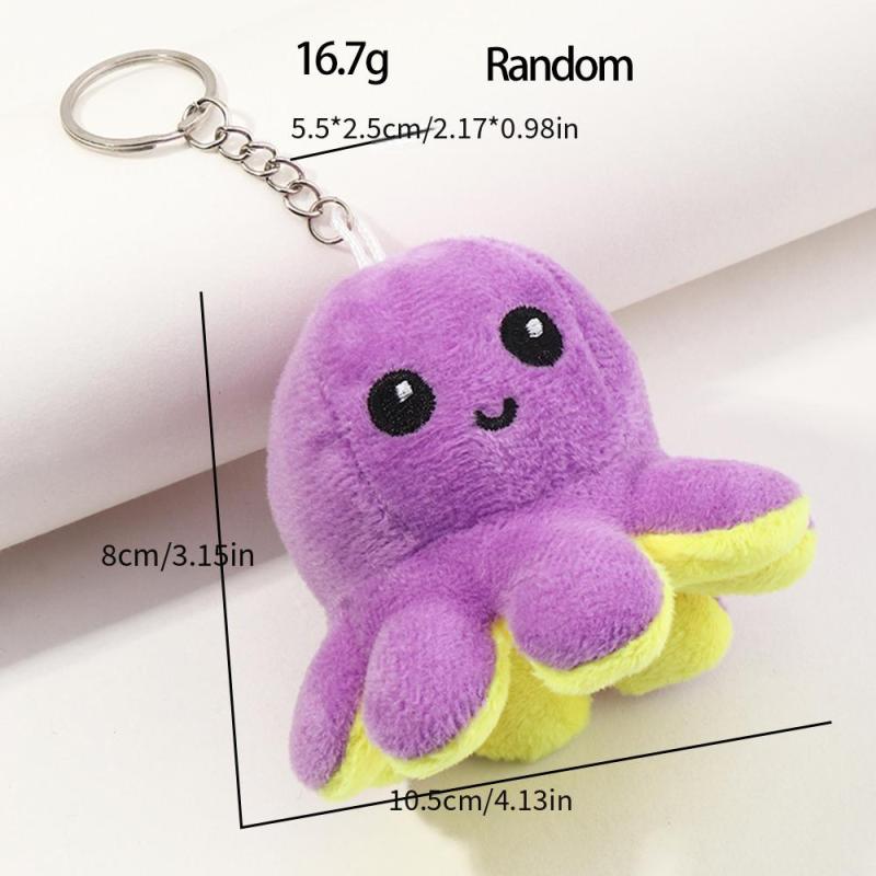 Octopus Keychain Reversible Bicolor Plush Doll Pendant