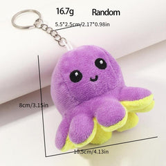 Octopus Keychain Reversible Bicolor Plush Doll Pendant