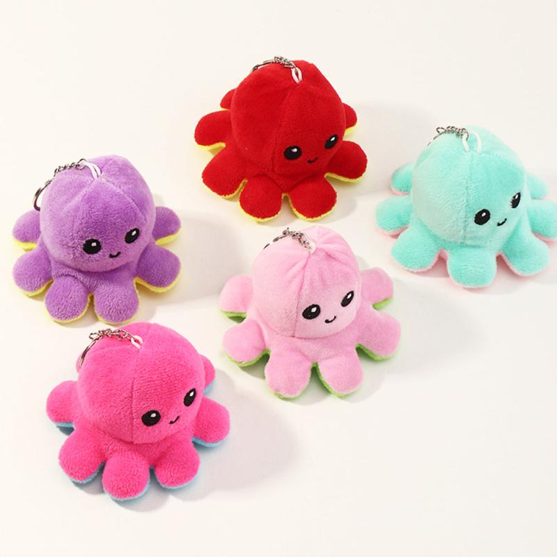 Octopus Keychain Reversible Bicolor Plush Doll Pendant