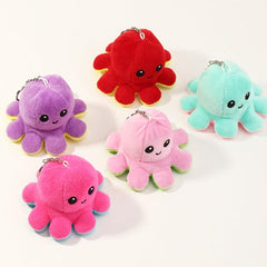 Octopus Keychain Reversible Bicolor Plush Doll Pendant