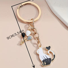 Cartoon Cat Balloon Keychain Animal Key Ring Purse Bag Backpack Car Key Charm