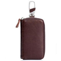 Multifunctional Leather Key Case Wallet with 12 Hooks