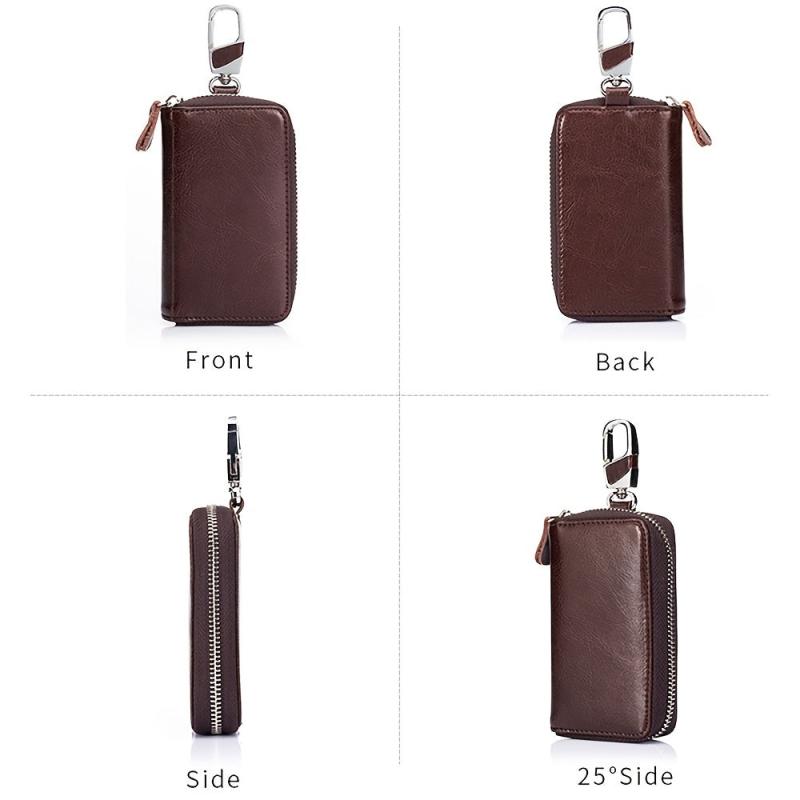 Multifunctional Leather Key Case Wallet with 12 Hooks