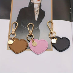 Heart Shape Leather Keychain for Women Girls