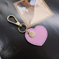 Heart Shape Leather Keychain for Women Girls