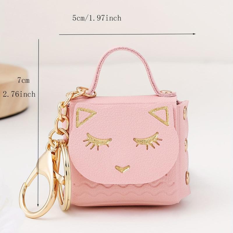 Cat Handbag PU Leather Keychain Car Pendant Keyring