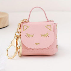 Cat Handbag PU Leather Keychain Car Pendant Keyring
