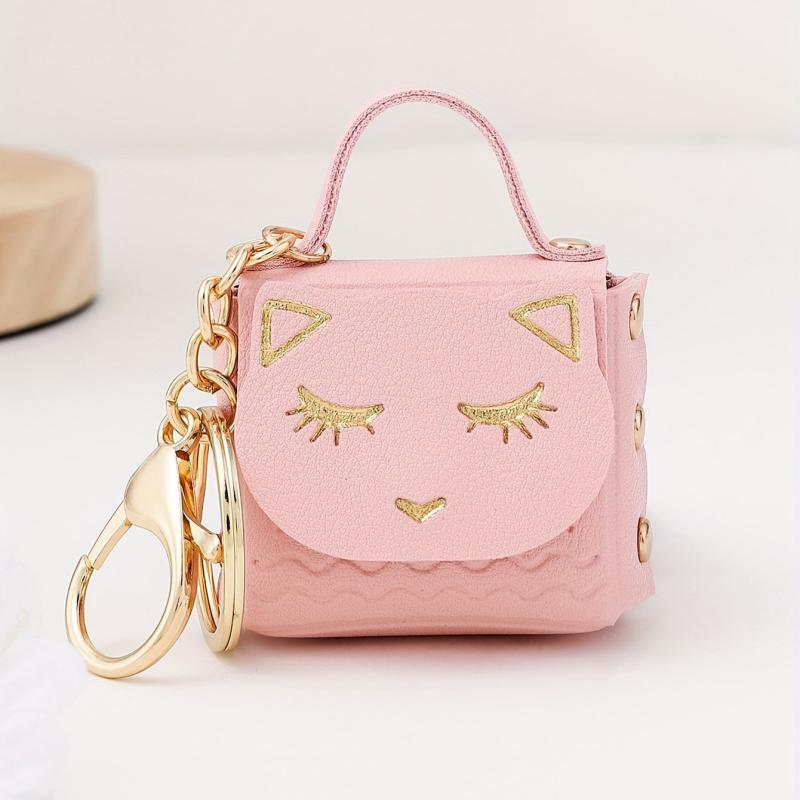 Cat Handbag PU Leather Keychain Car Pendant Keyring
