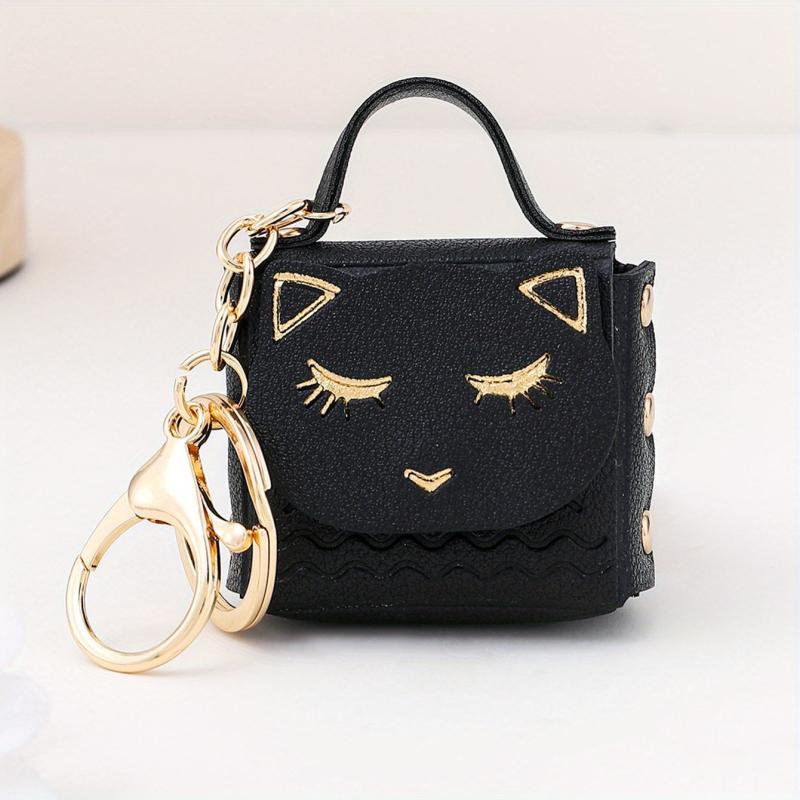 Cat Handbag PU Leather Keychain Car Pendant Keyring